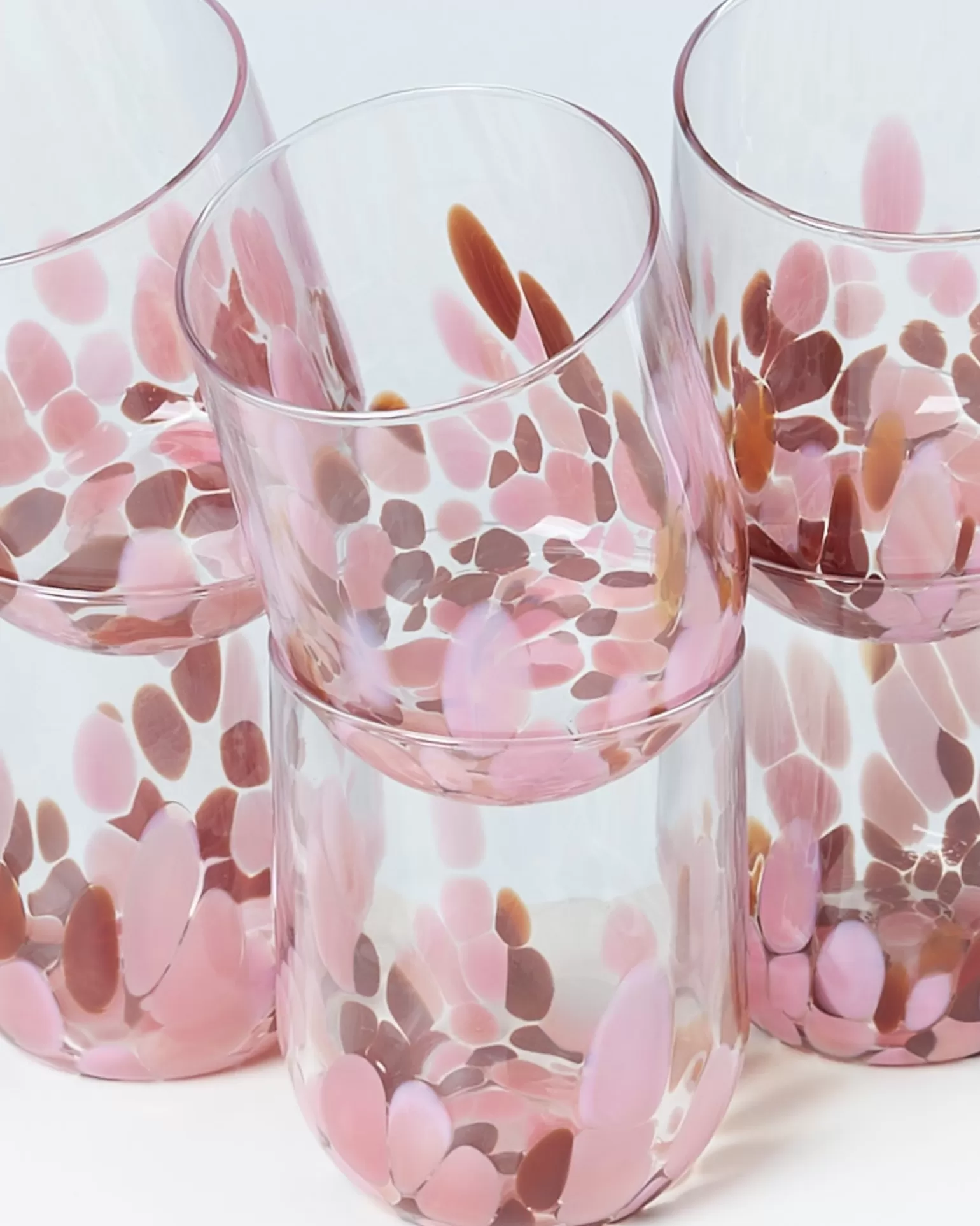 alegria_set_of__glass_large_drops_amber_pink_3.webp Shop Motel a Miio Alegria Set Of 6 Glass Large drops amber pink