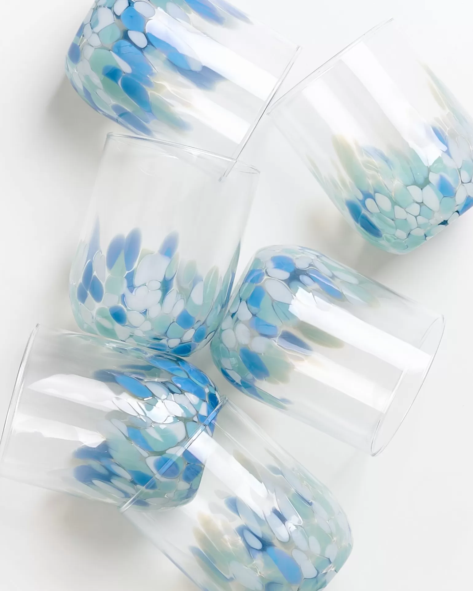 alegria_set_of__glass_large_drops_blue_white_3.webp Cheap Motel a Miio Alegria Set Of 6 Glass Large drops blue white